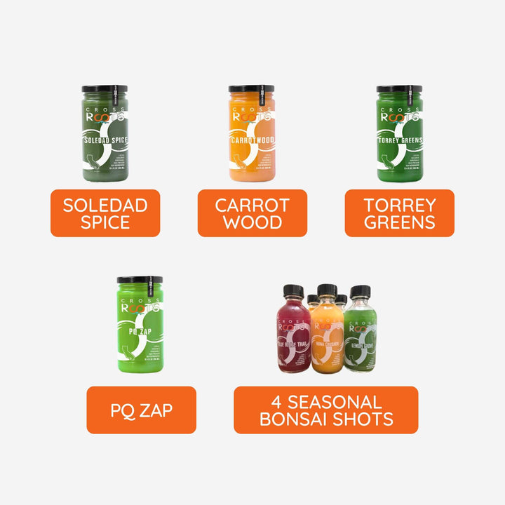 Defender Bundle: A blend of highly effective immunity and vitality juices and bonsai shots.